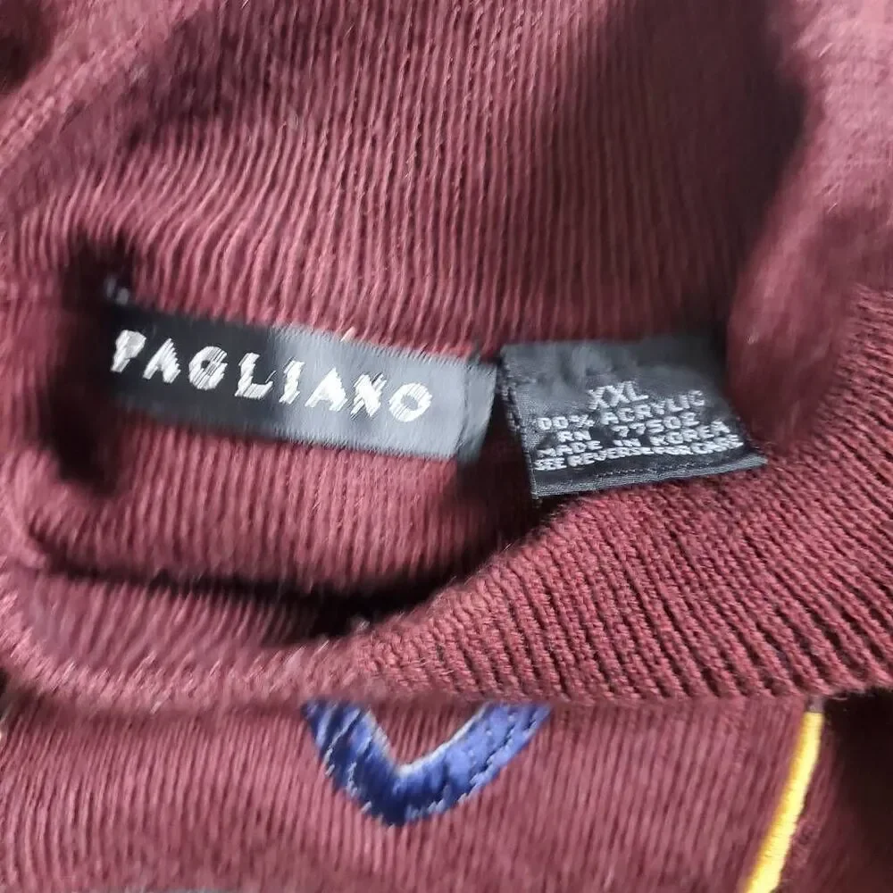 Vintage Pagliano Golf Sweater XXL Burgundy Mock Neck Pullover Korea Acrylic